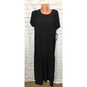 NICOLE MILLER BLACK Polyester blend DRESS Womens 1x Short Sleeve Loose